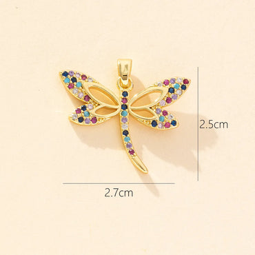 1 Piece Copper Zircon Dragonfly Pendant