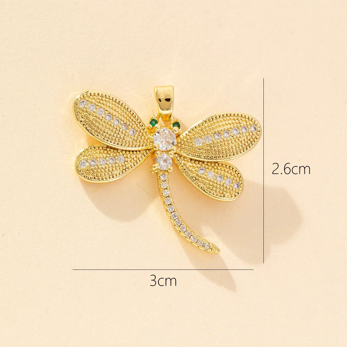 1 Piece Copper Zircon Dragonfly Pendant