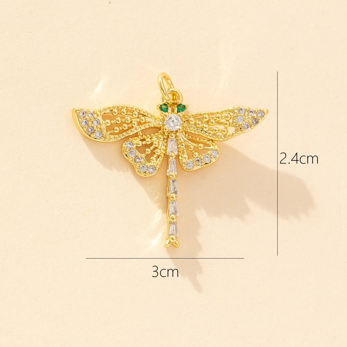 1 Piece Copper Zircon Dragonfly Pendant