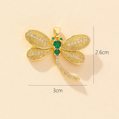 1 Piece Copper Zircon Dragonfly Pendant