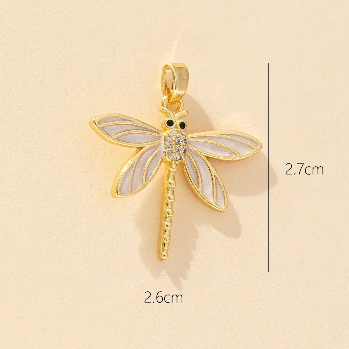 1 Piece Copper Zircon Dragonfly Pendant