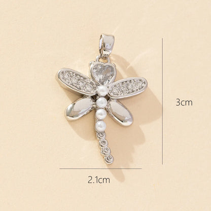 1 Piece Copper Zircon Dragonfly Pendant