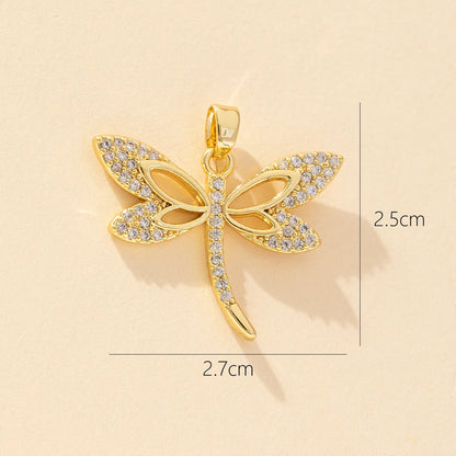 1 Piece Copper Zircon Dragonfly Pendant