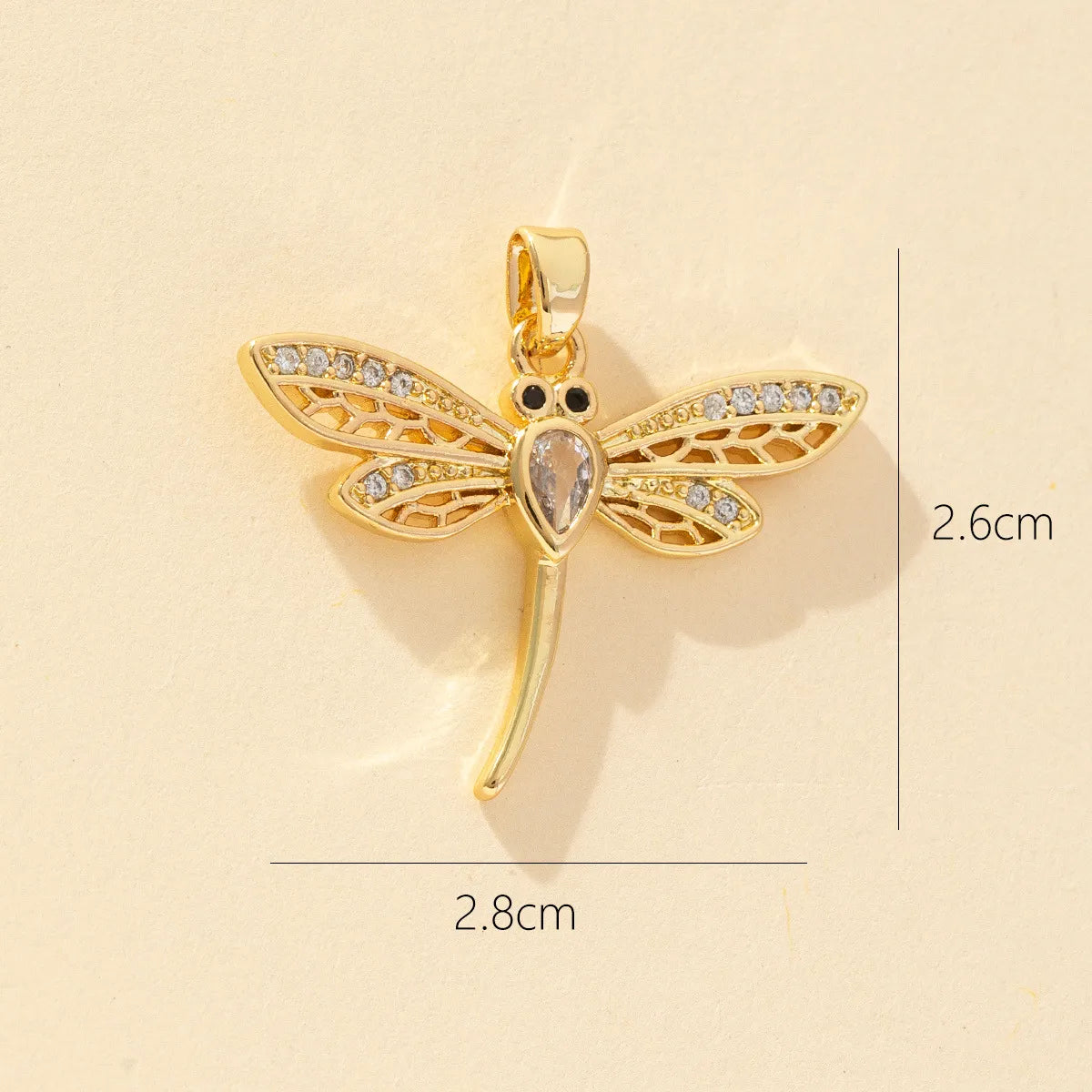 1 Piece Copper Zircon Dragonfly Pendant