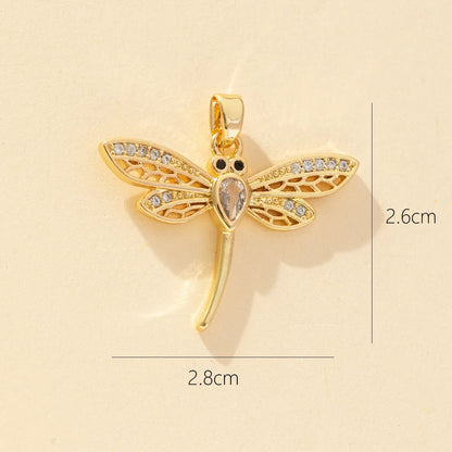 1 Piece Copper Zircon Dragonfly Pendant