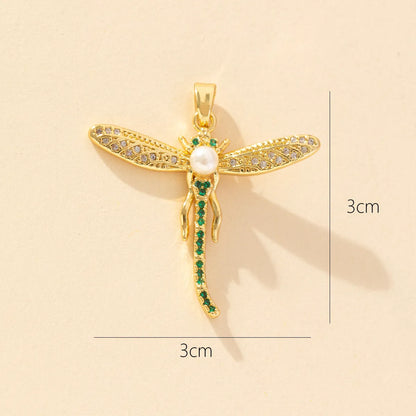 1 Piece Copper Zircon Dragonfly Pendant