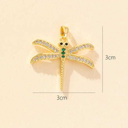 1 Piece Copper Zircon Dragonfly Pendant