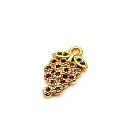 1 Piece Copper Zircon Fruit Pendant