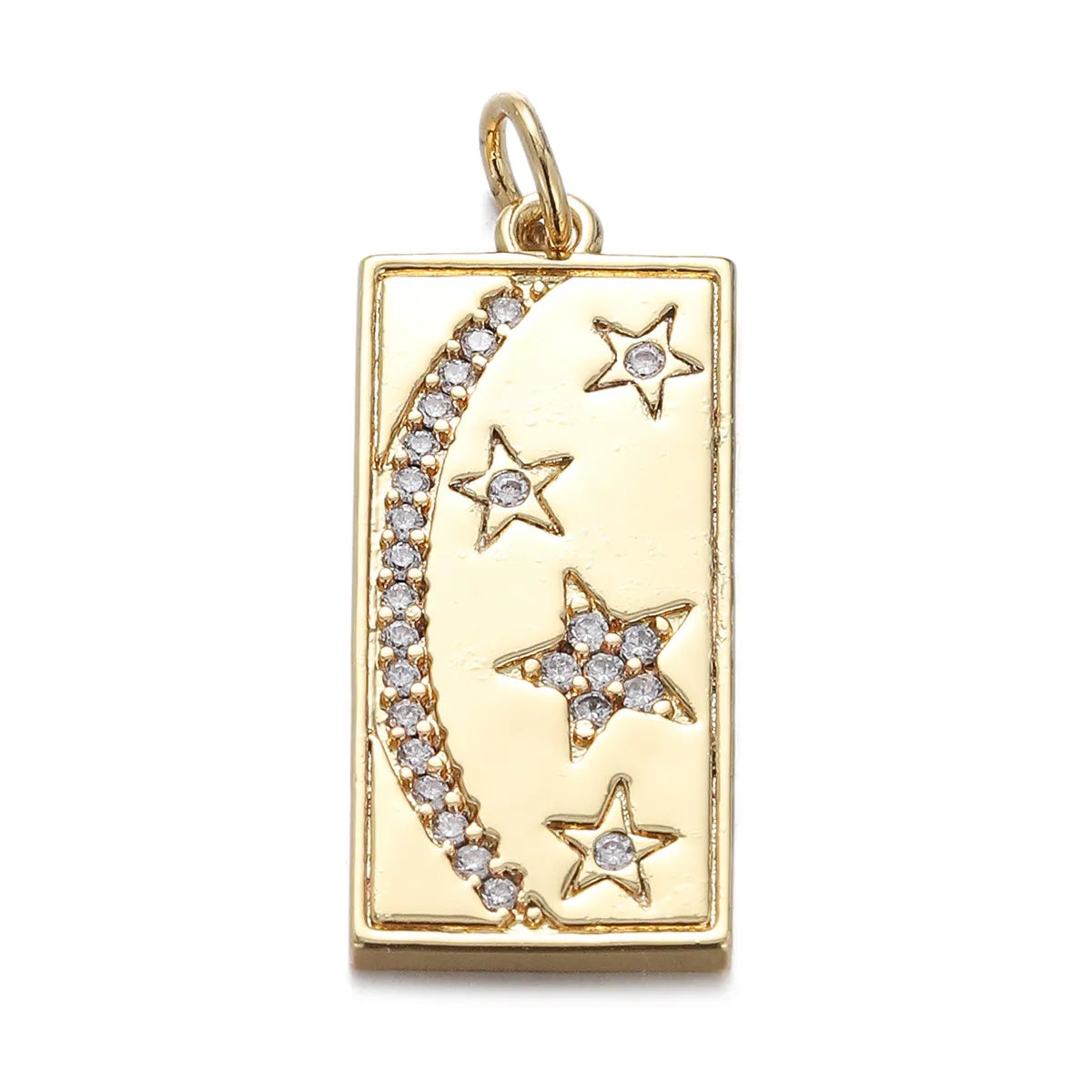 1 Piece Copper Zircon Geometric Star Moon Pendant Chain