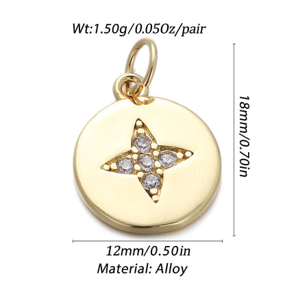 1 Piece Copper Zircon Geometric Star Moon Pendant Chain