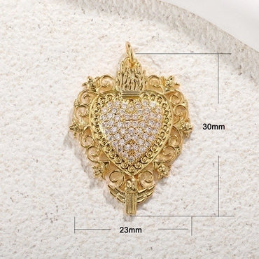 1 Piece Copper Zircon Gold Plated Inlay Pendant