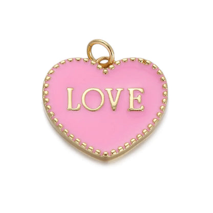 1 Piece Copper Zircon Gold Plated Letter Heart Shape Pendant