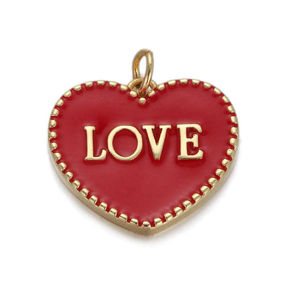 1 Piece Copper Zircon Gold Plated Letter Heart Shape Pendant