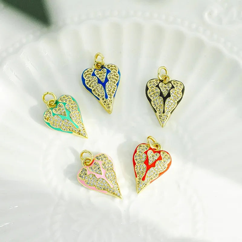 1 Piece Copper Zircon Heart Shape Pendant