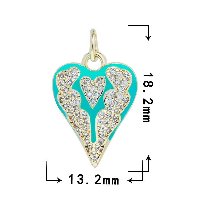 1 Piece Copper Zircon Heart Shape Pendant