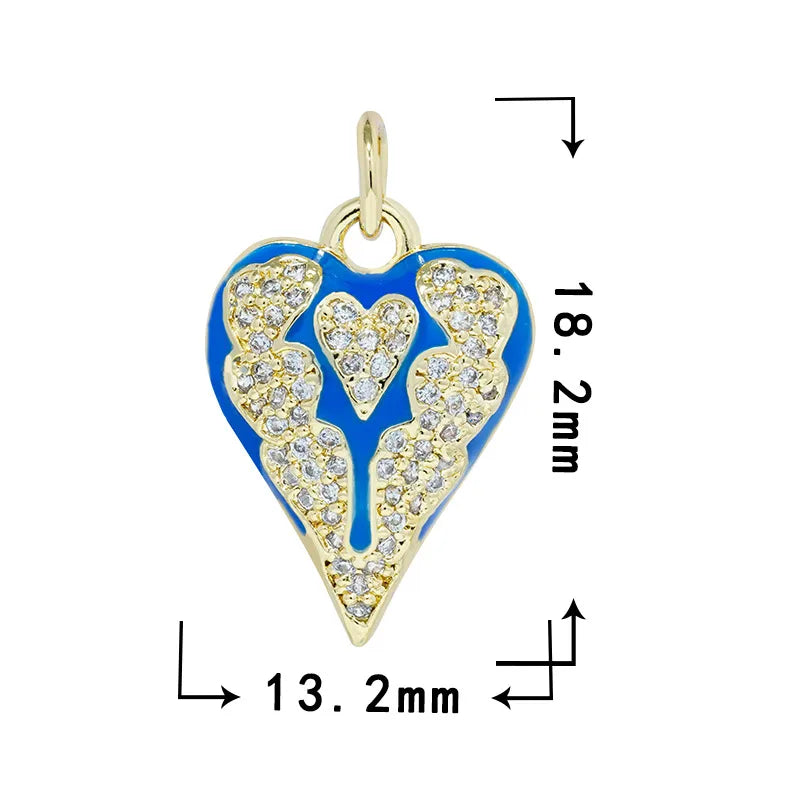 1 Piece Copper Zircon Heart Shape Pendant