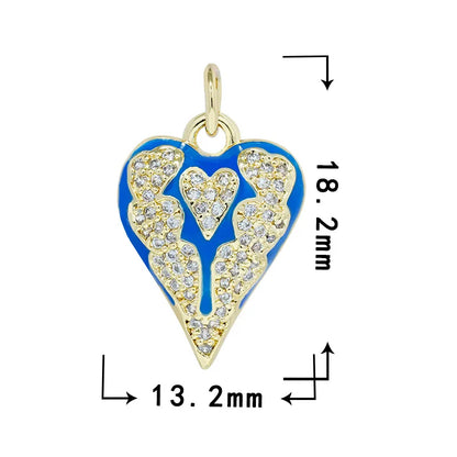 1 Piece Copper Zircon Heart Shape Pendant