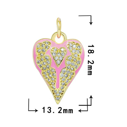 1 Piece Copper Zircon Heart Shape Pendant