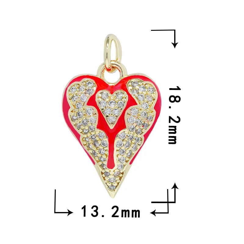 1 Piece Copper Zircon Heart Shape Pendant