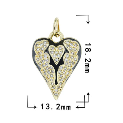 1 Piece Copper Zircon Heart Shape Pendant