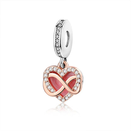 1 Piece Copper Zircon Infinity Heart Shape Pendant