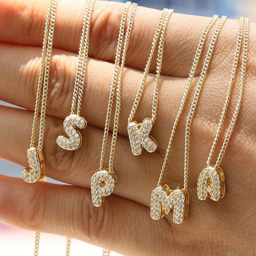 1 Piece Copper Zircon Letter Pendant Chain