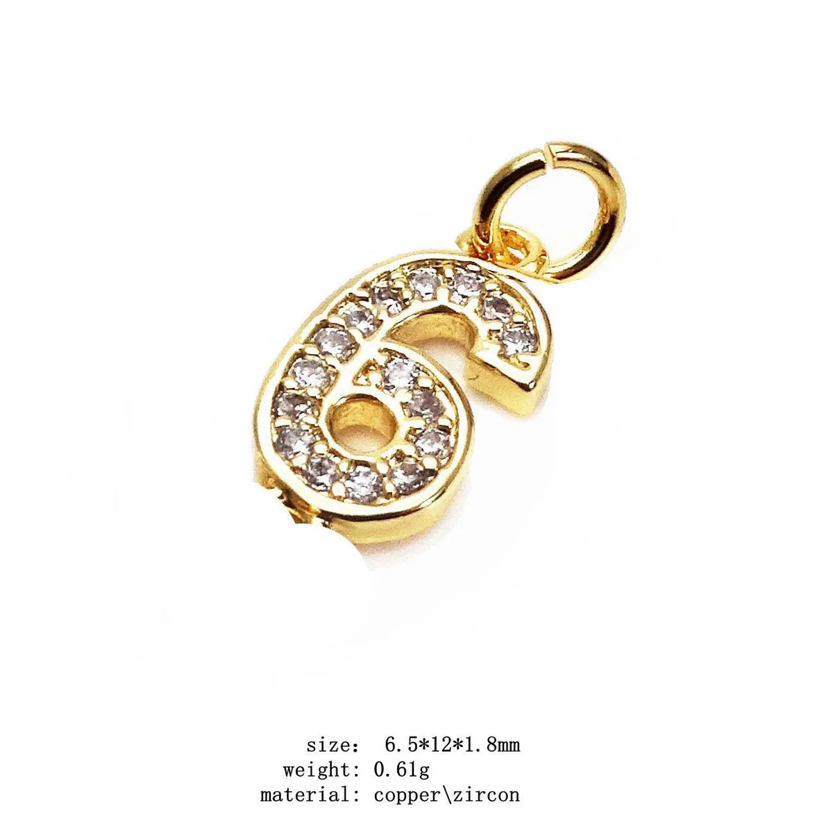 1 Piece Copper Zircon Number Pendant