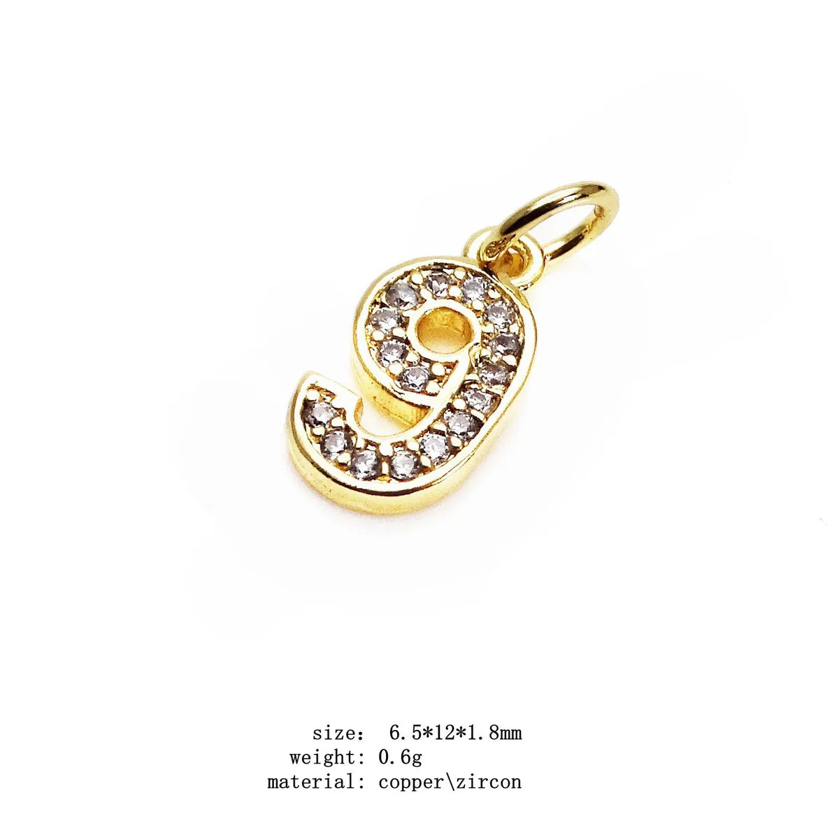 1 Piece Copper Zircon Number Pendant