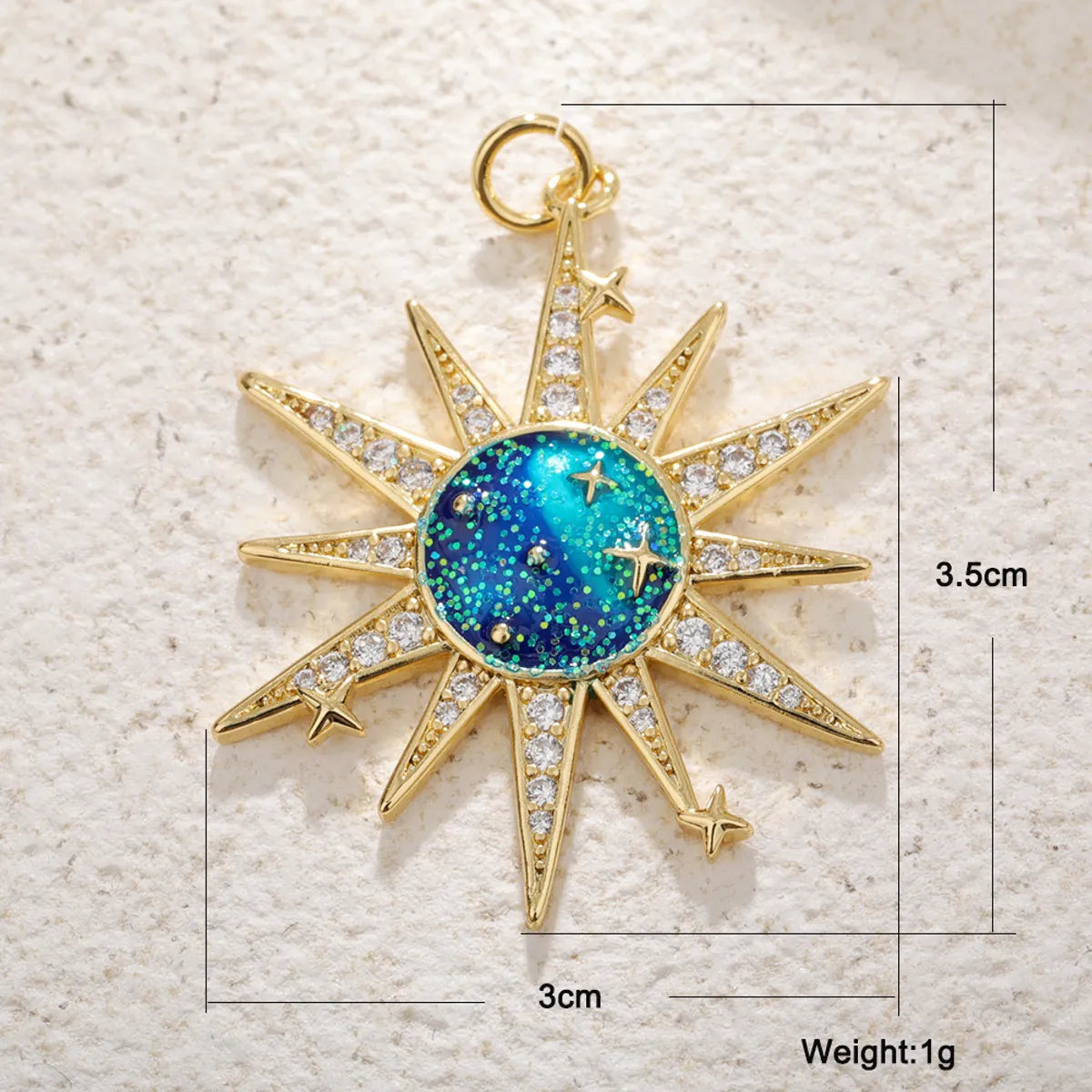 1 Piece Copper Zircon Star Pendant