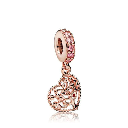 1 Piece Copper Zircon Tree Heart Shape Pendant