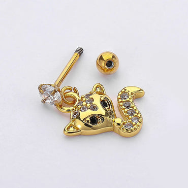 1 Piece Cute Animal Plating Inlay Stainless Steel Zircon Ear Studs