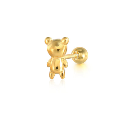 1 Piece Cute Bear Plating Sterling Silver Ear Studs