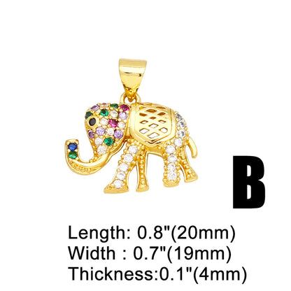 Cute Fashion Bear Elephant Copper Plating Inlay Zircon 18k Gold Plated Pendants Jewelry Accessories