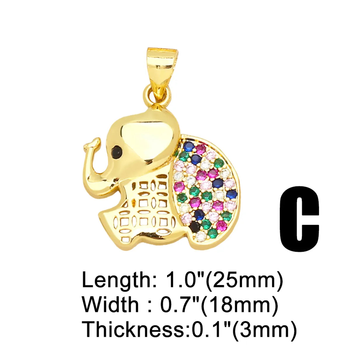 Cute Fashion Bear Elephant Copper Plating Inlay Zircon 18k Gold Plated Pendants Jewelry Accessories