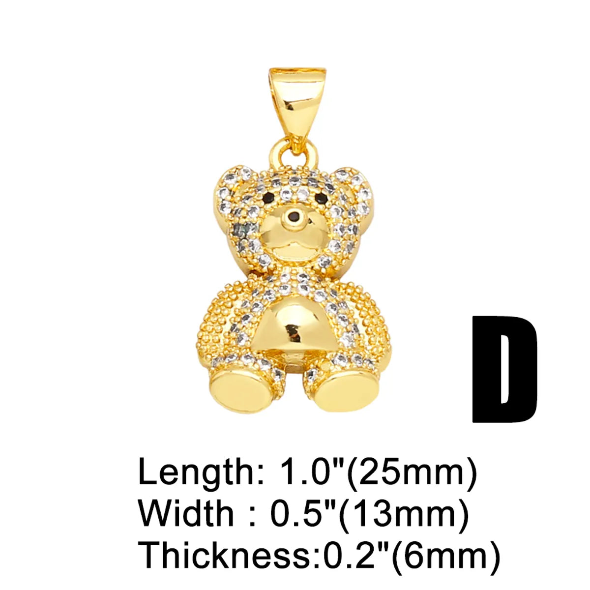 Cute Fashion Bear Elephant Copper Plating Inlay Zircon 18k Gold Plated Pendants Jewelry Accessories