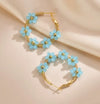 1 Piece Cute Flower Plating Titanium Steel Hoop Earrings