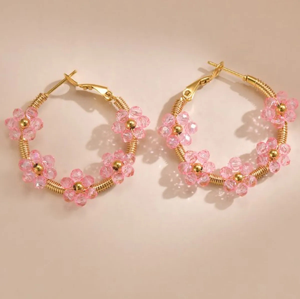 1 Piece Cute Flower Plating Titanium Steel Hoop Earrings