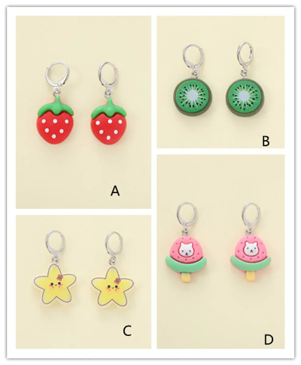 1 Piece Cute Fruit Strawberry Watermelon Resin Drop Earrings