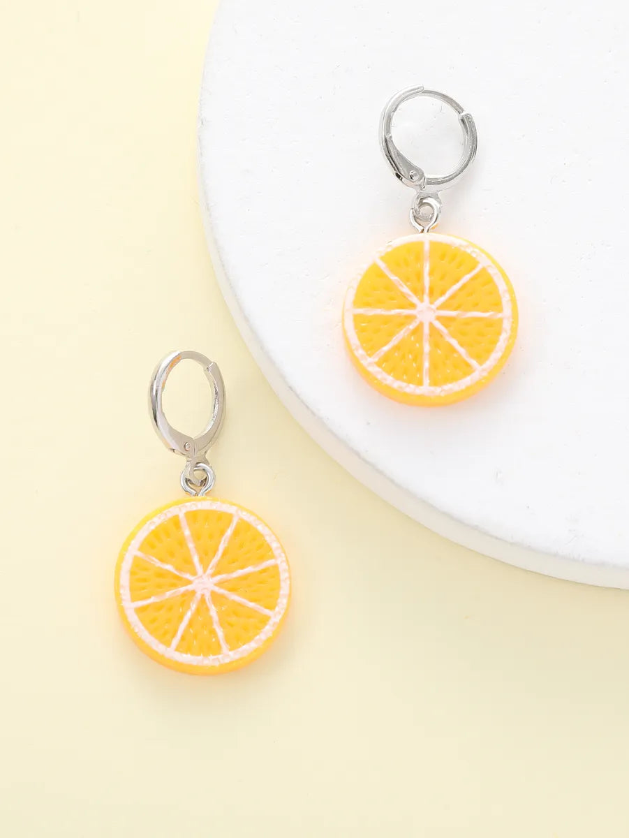 1 Piece Cute Funny Cartoon Orange Alloy Resin Drop Earrings