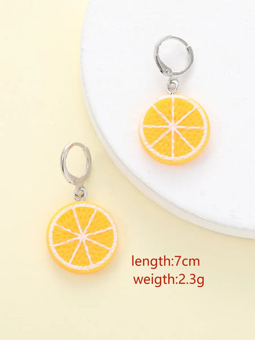 1 Piece Cute Funny Cartoon Orange Alloy Resin Drop Earrings