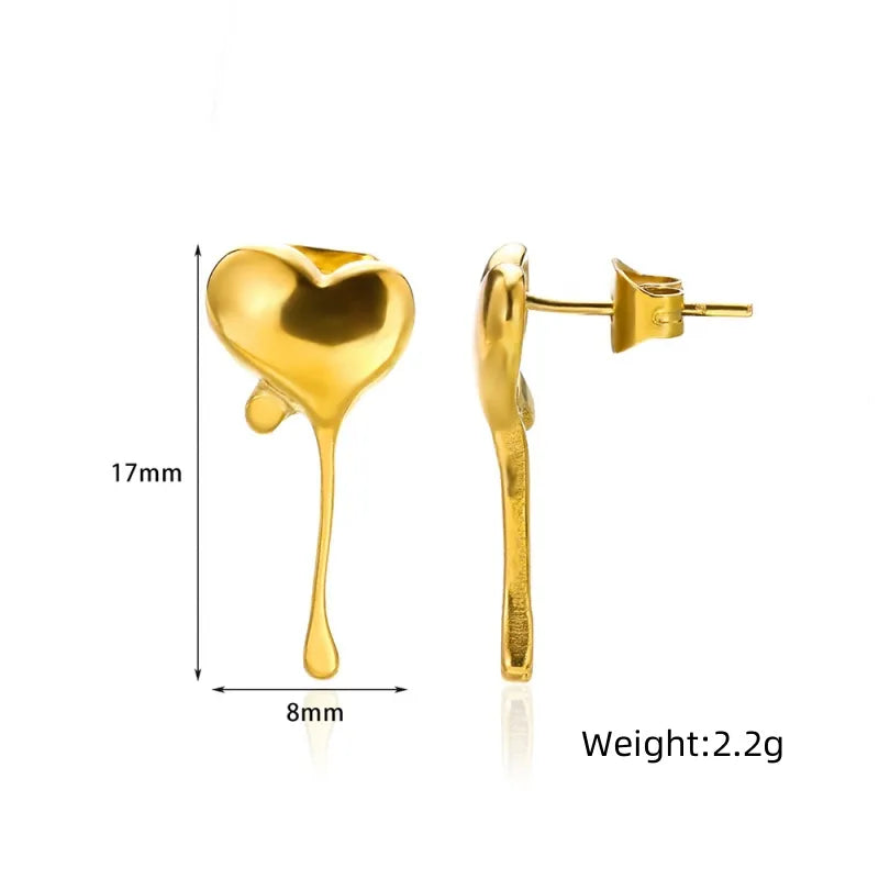 1 Piece Cute Modern Style Heart Shape Plating 304 Stainless Steel 18K Gold Plated Ear Studs