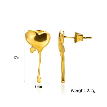 1 Piece Cute Modern Style Heart Shape Plating 304 Stainless Steel 18K Gold Plated Ear Studs