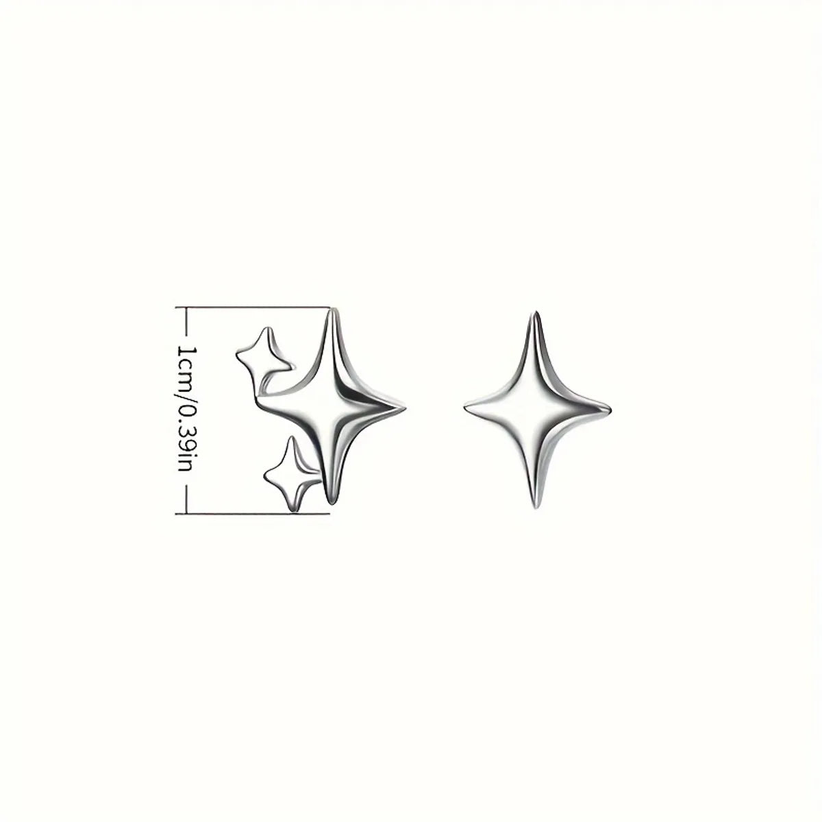 1 Piece Cute Shiny Star Asymmetrical Plating Alloy Silver Plated Ear Studs