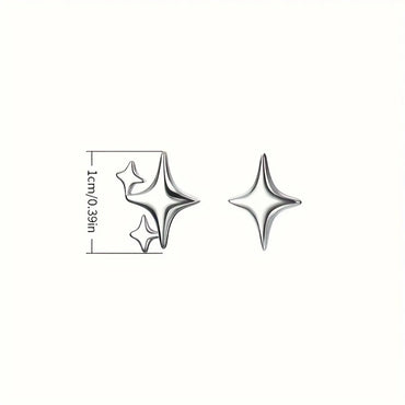 1 Piece Cute Shiny Star Asymmetrical Plating Alloy Silver Plated Ear Studs