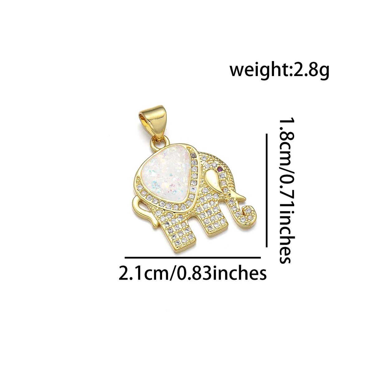 1 Piece Cute Simple Style Elephant Copper Plating Inlay Jewelry Accessories