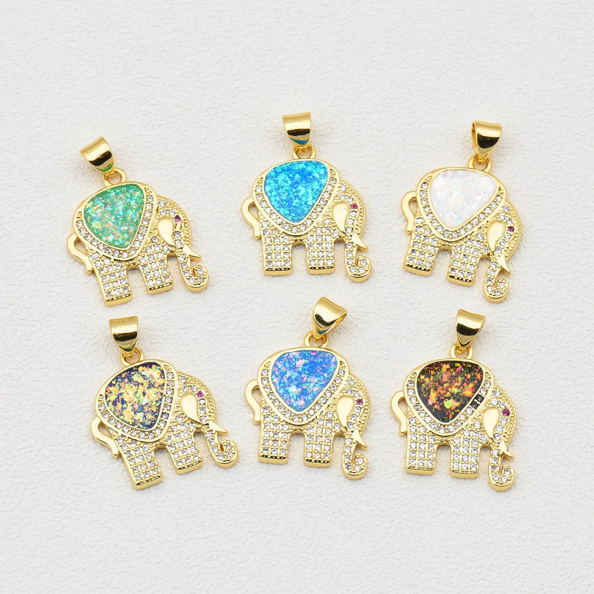 1 Piece Cute Simple Style Elephant Copper Plating Inlay Jewelry Accessories