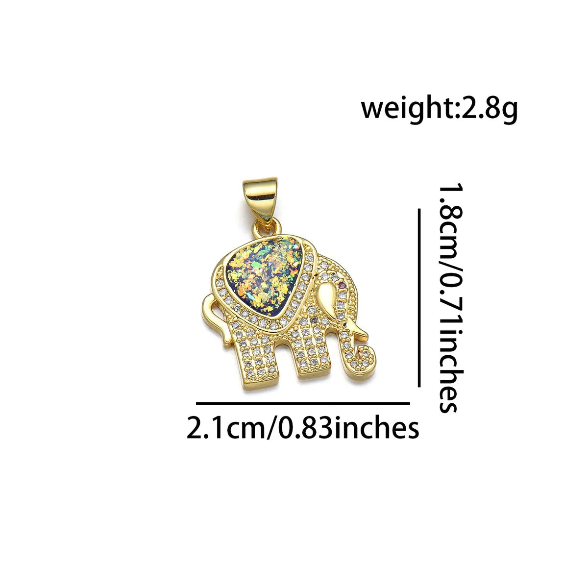 1 Piece Cute Simple Style Elephant Copper Plating Inlay Jewelry Accessories