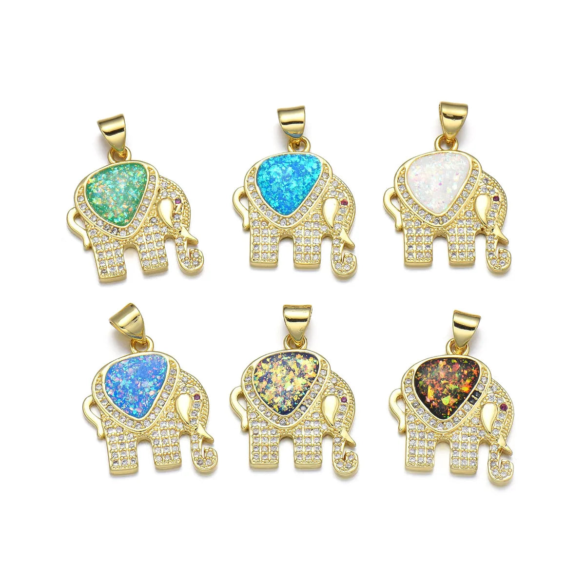 1 Piece Cute Simple Style Elephant Copper Plating Inlay Jewelry Accessories