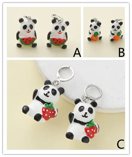 1 Piece Cute Simple Style Panda Watermelon Epoxy Resin Drop Earrings