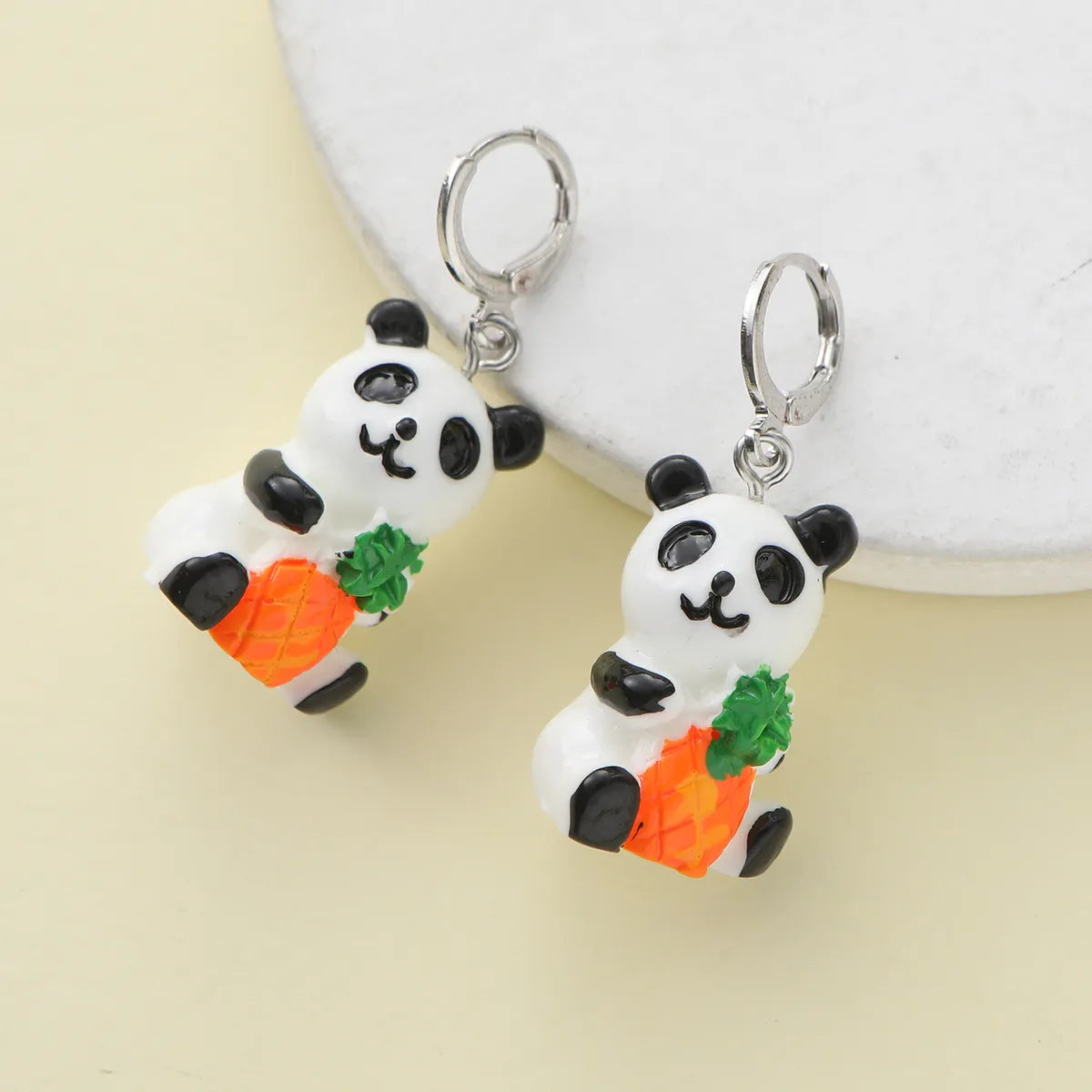 1 Piece Cute Simple Style Panda Watermelon Epoxy Resin Drop Earrings